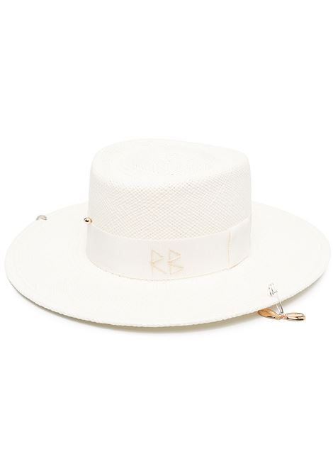 White chain-embellished boater hat Ruslan baginskiy - women